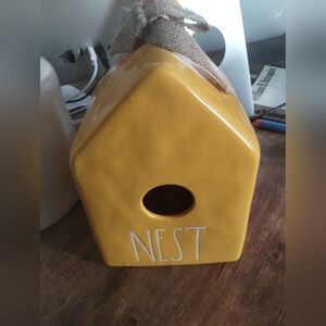 Rae Dunn nest yellow birdhouse ceramic